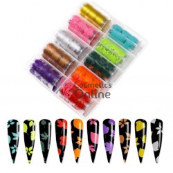 Folii de transfer, FST036 cu Frunze color, set 10 bucati